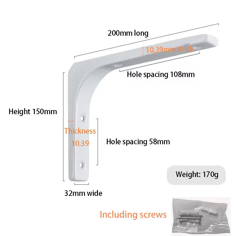 Shelf brackets L-shaped floating wall shelves black and white stainless steel bore stand bracket support hardware home
