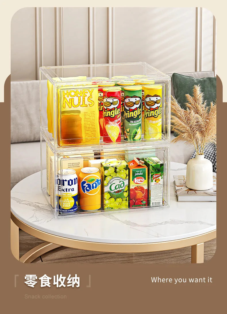 קופסת נעליים שקופה לעיצוב הסטייל שלנו ניתן לערום אחד על גבי השני