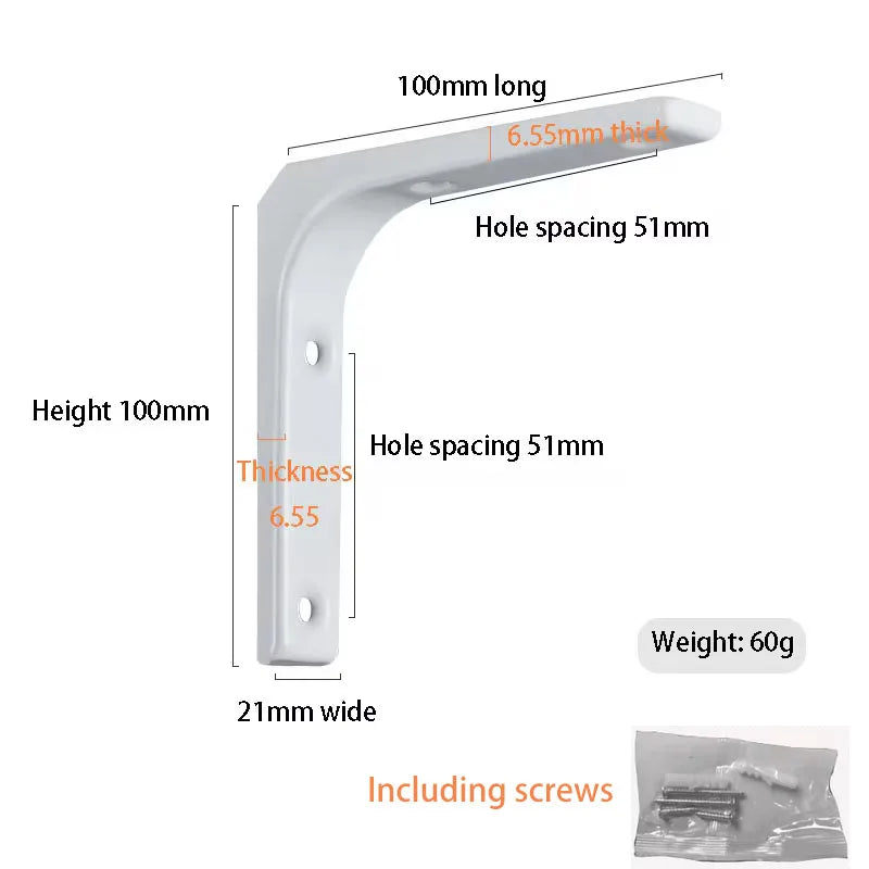 Shelf brackets L-shaped floating wall shelves black and white stainless steel bore stand bracket support hardware home