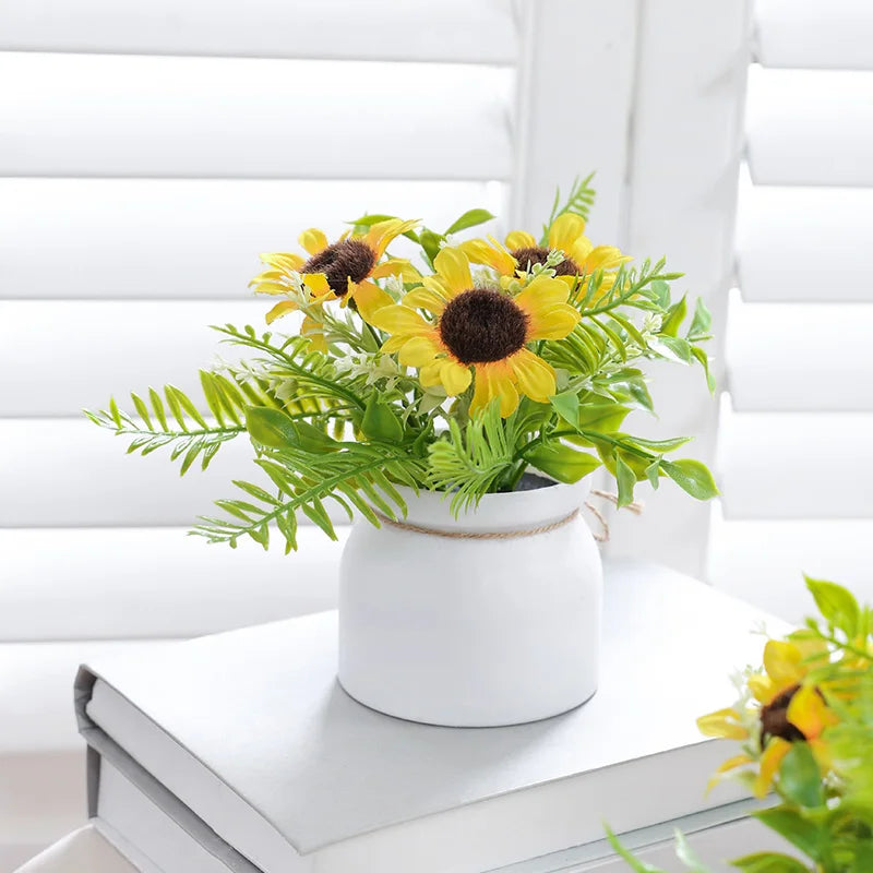 עציץ פרחים מלאכותיים מפלסטיק, מושלם לקישוט בתים, משרדים ומסעדות. קל לתחזוקה, ללא צורך בהשקיה, זמין במגוון צבעים וסגנונות. 🌼