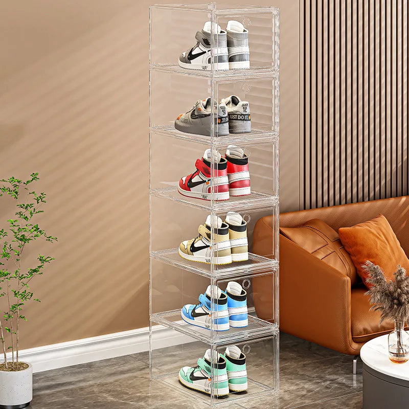 קופסת נעליים שקופה לעיצוב הסטייל שלנו ניתן לערום אחד על גבי השני