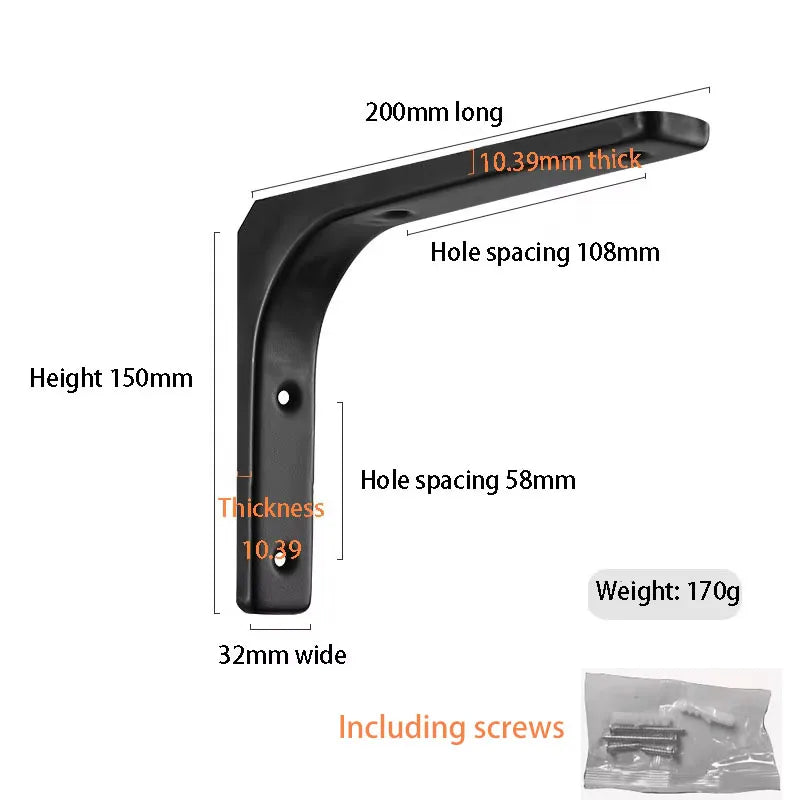 Shelf brackets L-shaped floating wall shelves black and white stainless steel bore stand bracket support hardware home