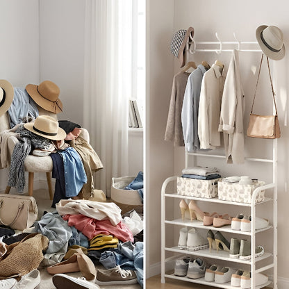 הקומפלקס המשפחתי- מתלה בגדים ועמדת 5 קומות להנעלה.